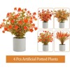 BRINJOY 4-Pack Artificial Autumn Flowers - Orange Fall Potted Fake Plants for Thanksgiving Table Centerpieces & Home Deco - 4 of 4