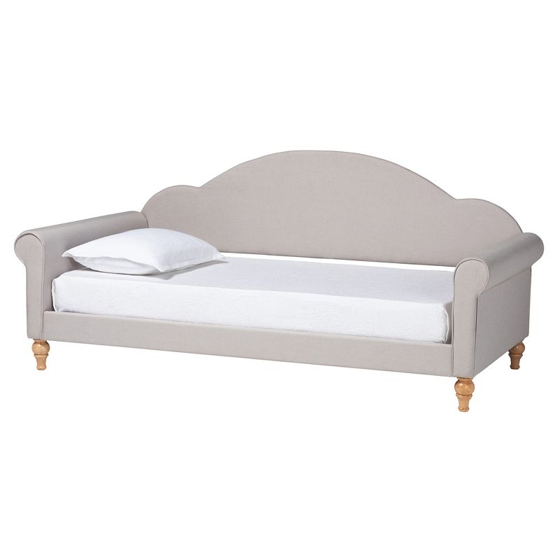 Baxton Studio Chaise Classic and Traditional Light Grey Fabric and Natural Brown Finished Wood Twin Size Daybed, 2 of 10