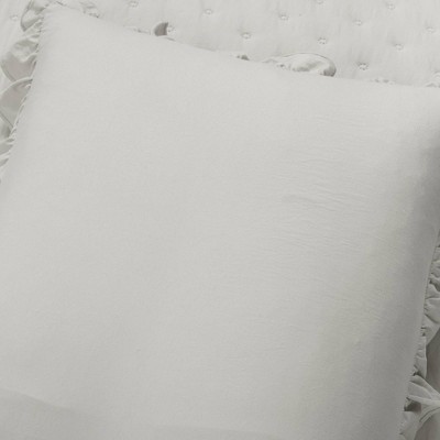Light Gray King Microfiber Reversible Quilt Set with Ruffles