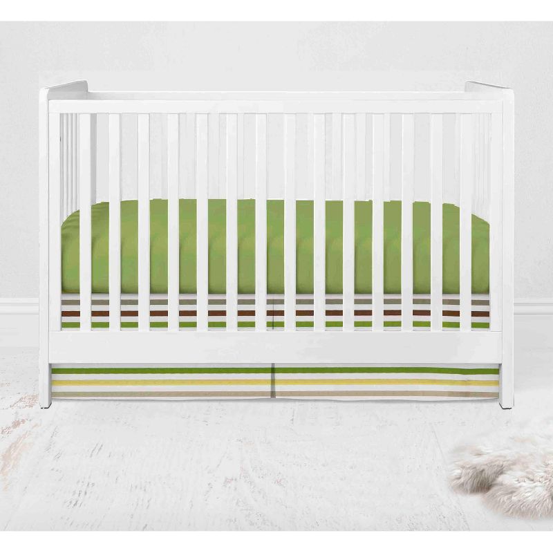 Bacati - Mod Dots Stripes Green Yellow Beige Brown 10 pc Crib Bedding Set with 2 Crib Fitted Sheets, 4 of 11