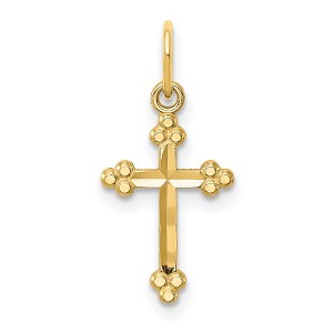 Black Bow Jewelry Children's 14k Yellow or White Gold Small Budded Cross Pendant, 9x20mm - 1 of 4