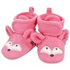Hudson Baby Infant Girl Animal Fleece Booties 2-Pack, Pink Owl Fox - 3 of 4