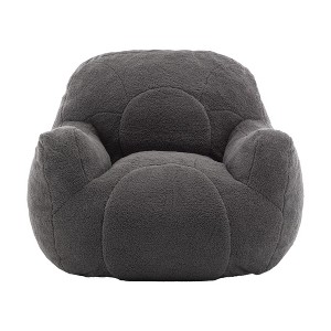Vynxaria Dark Gray Tufted Plush Bean Bag Seats with Memory Foam Filler for Dorm & Living Areas - 1 of 4