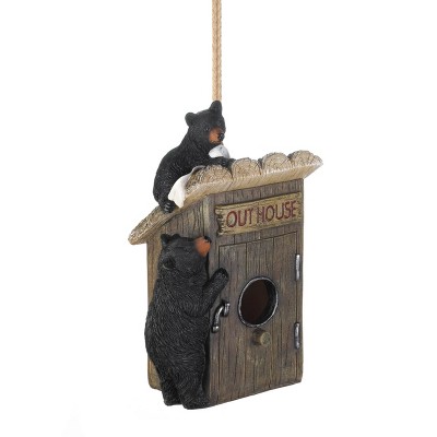 8.5" Bear Outhouse Polyresin Birdhouse Black - Zingz & Thingz