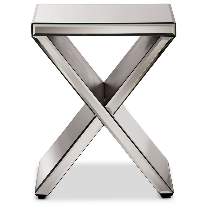 Morris Modern and Contemporary Hollywood Regency Glamour Style Accent Side Table - Silver - Baxton Studio, 3 of 5
