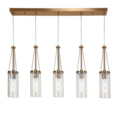LNC Letophafos  5-Light 41.3" Modern Cluster Oversized Kitchen Island Pendant Lighting, Polished Brass with Seeded Glass