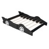 NicBex Twin/Full Race Car-Shaped Platform Bed Frame with Wheels,Solid Wood Slats Support,No Box Spring Needed,Easy Assembly - 4 of 4