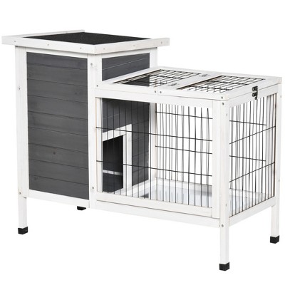 36" Rabbit Hutch Bunny Cage Small Animal House with Weatherproof Roof Romevable Tray and Enclosed Run, Indoor/outdoor