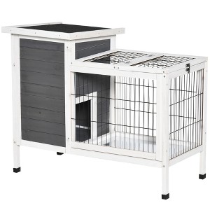 36" Rabbit Hutch Bunny Cage Small Animal House with Weatherproof Roof Romevable Tray and Enclosed Run, Indoor/outdoor - 1 of 4