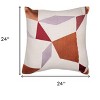 24" Ivory and Blue Geometric Cotton Blend Throw Pillow  With Embroidery - 3 of 4