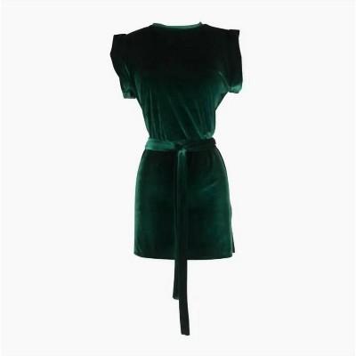Women's emerald velvet tunic with belt - Jennafer Grace