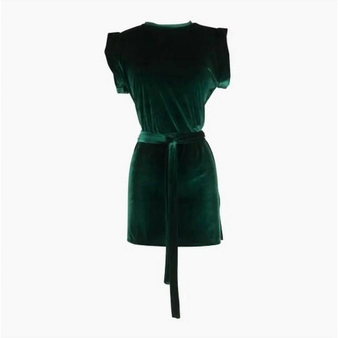 Women's emerald velvet tunic with belt - Jennafer Grace - image 1 of 4