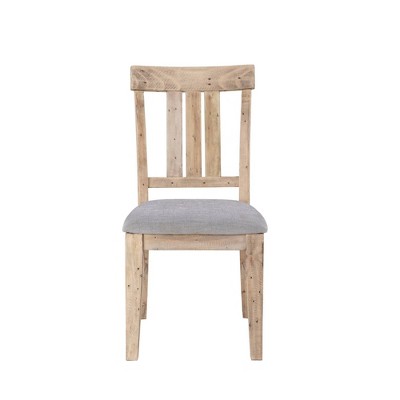Natural Wood and Grey Upholstered High Side Chair