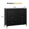 Drawer Dresser,Tall Dresser with 6 PU Leather Front Drawers, Storage Tower with Fabric Bins, Double Dresser, Chest of Drawers for Closet, Living Room - 3 of 4