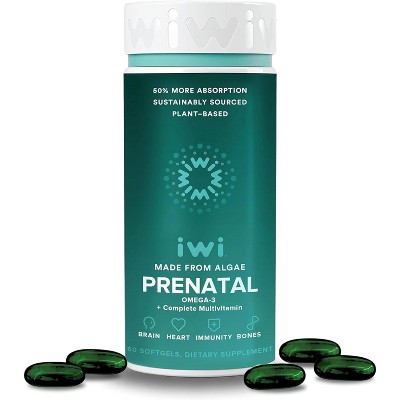 iwi Prenatal Omega-3 Plus Multivitamin Algae-Based Dietary Supplement ...