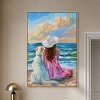 Art Remedy Girl and Her Best Friend Colorful Coastal Wall Art Framed - 2 of 4
