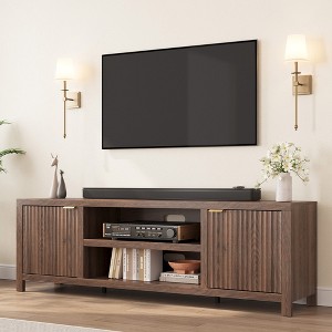 Garvee Fluted TV Stand for 80 Inch, Modern Entertainment Center with Storage, Wooden Media Cabinet with Fluted Door for Living Room - 1 of 4