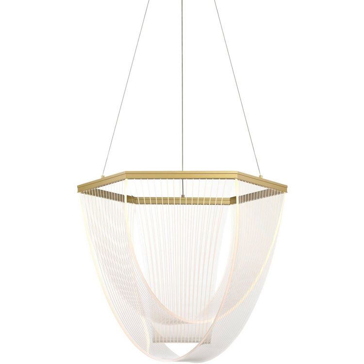 Possini Euro Design Muir 20 1/2" Modern Pendant Ceiling Light Fixture Dining Room Over Table Kitchen Island Hanging LED Clear Sanded Gold Finish, 1 of 9