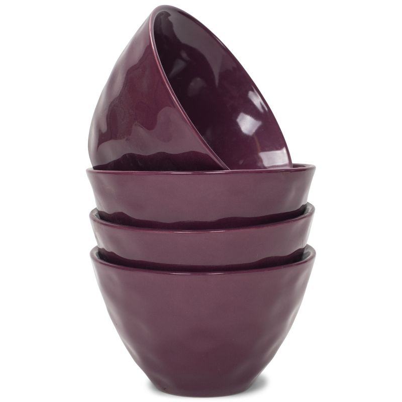 Elanze Designs Dimpled Ceramic 5.5 inch Contemporary Serving Bowls Set of 4, Purple, 1 of 7