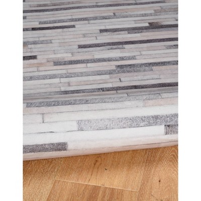 Gray and Ivory Rectangular Synthetic Cowhide Spot Rug