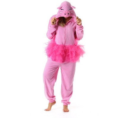 Just Love Womens One Piece Pig in Tutu Adult Onesie Hooded Pajamas 6352-XXL