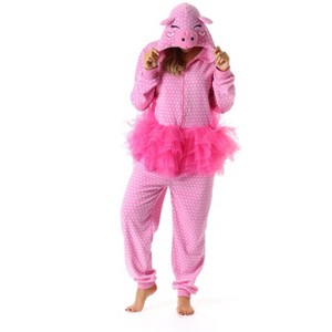 Just Love Womens One Piece Winter & Christmas Character Adult Bodysuit Hooded Pajamas - 1 of 4