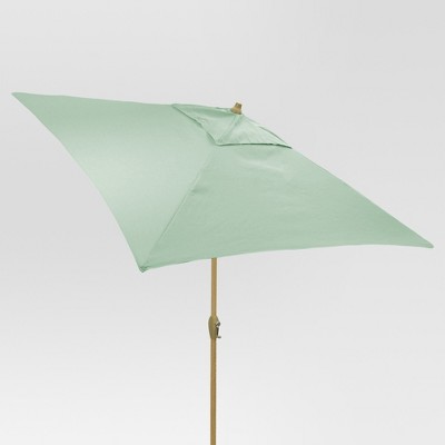 6.5' Square Umbrella - Aqua - Light Wood Finish - Threshold™