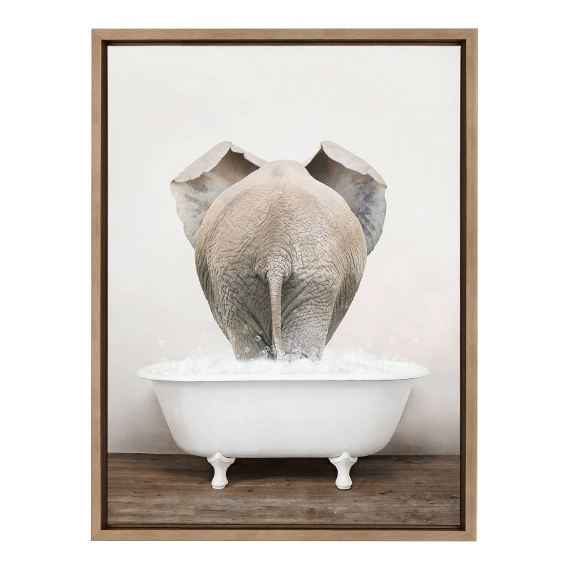 18&#34; x 24&#34; Sylvie Elephant Back in Rustic Bath Framed Canvas by Amy Peterson Gold - Kate &#38; Laurel All Things Decor, 3 of 8