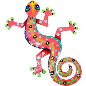Slickblue Vibrant 8" Steel Gecko Wall Art, Handmade with Bright Colors - Choose from Red, Green, Pink, or Multicolor - 1 of 1