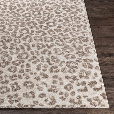 Gray and Beige Leopard Print Rectangular Area Rug