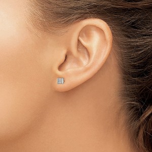 Chisel Stainless Steel Brushed with Cubic Zirconia Square Stud Earrings - 1 of 4
