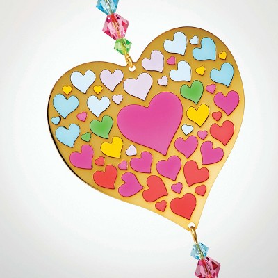 Multicolor Heart-Shaped Crystal Suncatcher with Gold Chain