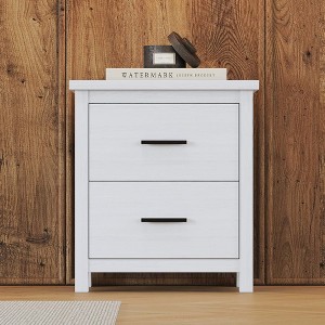 ORRD White Vintage Wooden Nightstand with 2 Drawers, Classic Bedside Table with Ample Storage for Bedroom or Living Room - 1 of 4