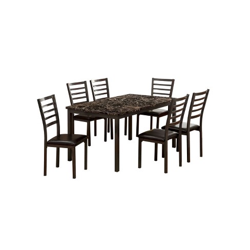 60 7pc Larriston Faux Marble Top, Marble Top Dining Room Table And Chairs