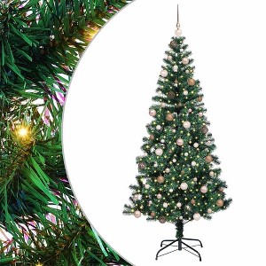 vidaXL Artificial Pre-lit Christmas Tree Green 82.7" PVC and Metal - 1 of 4