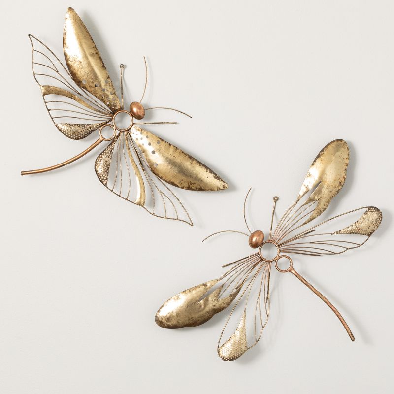Sullivans 18.25" Gold Dragonfly Wall Decor Set of 2, 1 of 5