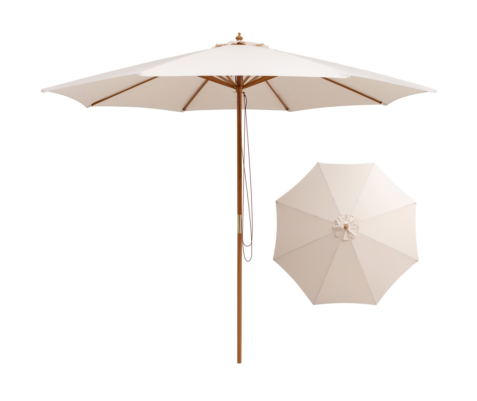 Tangkula 10FT Patio Umbrella Outdoor Table Market Umbrella with 8 Bamboo Ribs Pulley Lift and Ventilation Hole Beige