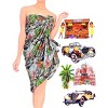 HAPPY BAY Women's Beachwear Summer Bikini Wraps Sarong Swim Cover Up Wrap Skirt Bathing suit Swimwear Beach Coverups for Women One Size Black, Tree - 2 of 4