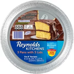 Reynolds Disposable Bakeware Round Cake Pan with Lid 8" - 3ct