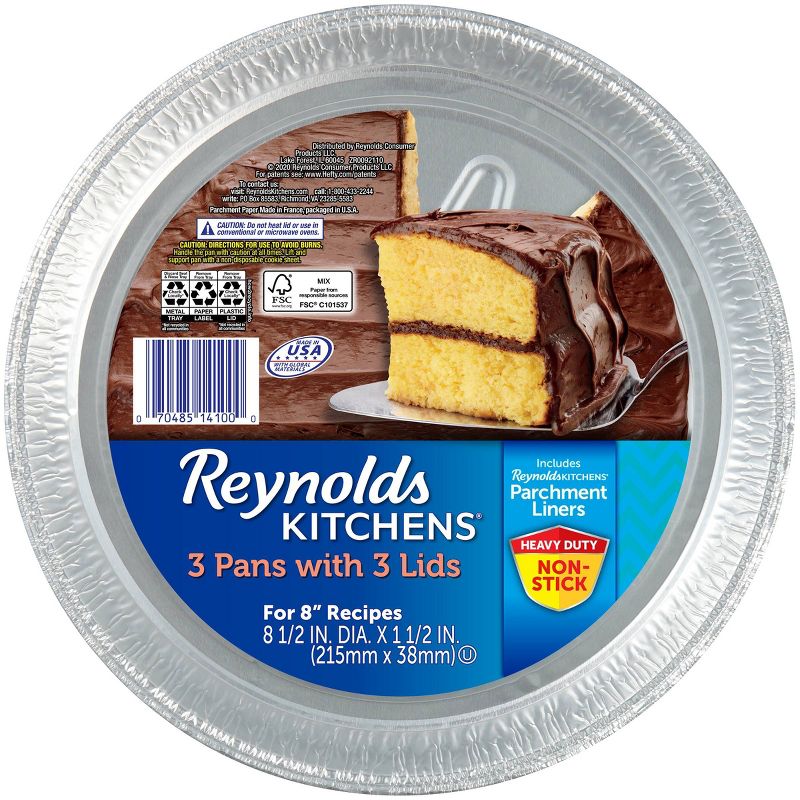 Reynolds Disposable Bakeware Round Cake Pan with Lid 8&#34; - 3ct, 1 of 8