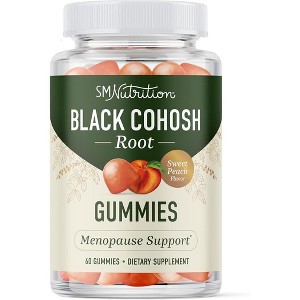 Black Cohosh Root Gummies for Women, Menopause Relief Supplement, Hormone Balance Support, Hot Flashes & Night Sweats, Sweet Peach, SMNutrition, 60ct - 1 of 4
