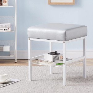 SEVOBAL Ottomans and Benches Upholstered Soft Padded Seat with Metal Legs Modern Makeup Stool for Bedroom Living Room, Silver, 42.00"*34.00"*17.00" - 1 of 4