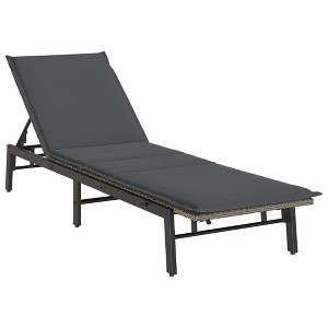 vidaXL Sun Lounger Grey PE Rattan, Powder-Coated Steel Adjustable - 1 of 4