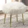 Simple Relax Faux Fur Upholstery Ottoman in White and Gold - 2 of 4