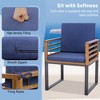Tangkula 7PCS Acacia Wood Patio Dining Set Cushioned Dining Chair & Table Set w/ Umbrella Hole - 3 of 4
