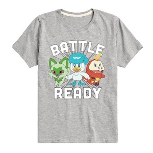 Boys' - Pokémon - Sprigatito Fuecoco Quaxly Battle Ready Paldea Starters Short Sleeve Graphic T-Shirt - 1 of 4