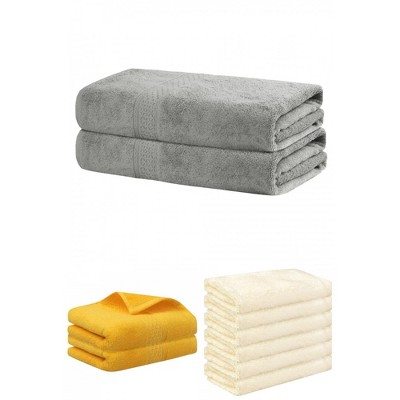REGALWOVEN Absorbent Solid Bath Hand Face Cloths Cotton Towels 3 Piece Sets