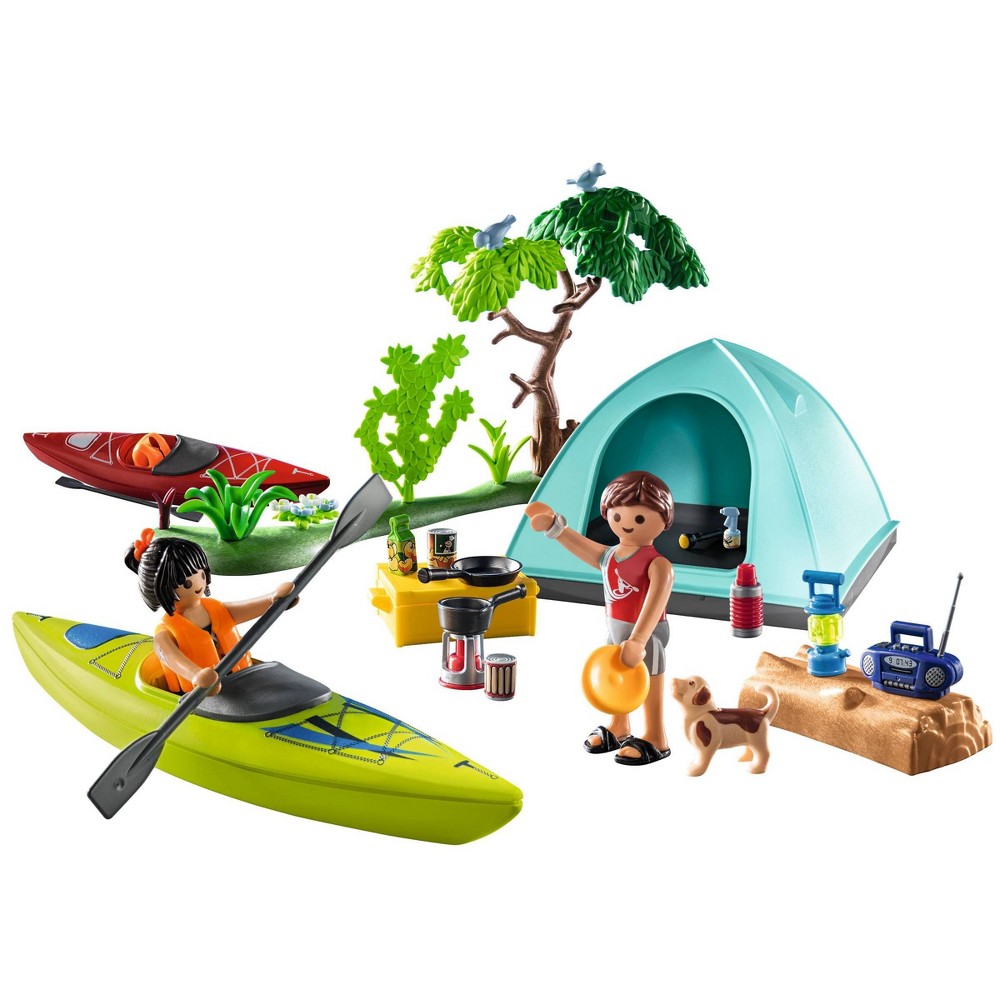 PLAYMOBIL Camping with Kayaks: ABS Building Set, 54 Pieces, Fine Motor Skills Focus