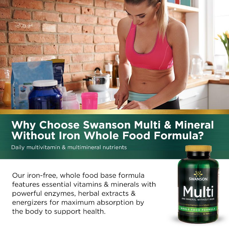 Swanson Multivitamins Whole Foods Formula Multi and Mineral without Iron Tablet 90ct, 5 of 7