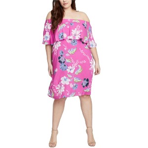 Rachel Roy Womens Floral Print Off-Shoulder Dress - 1 of 1